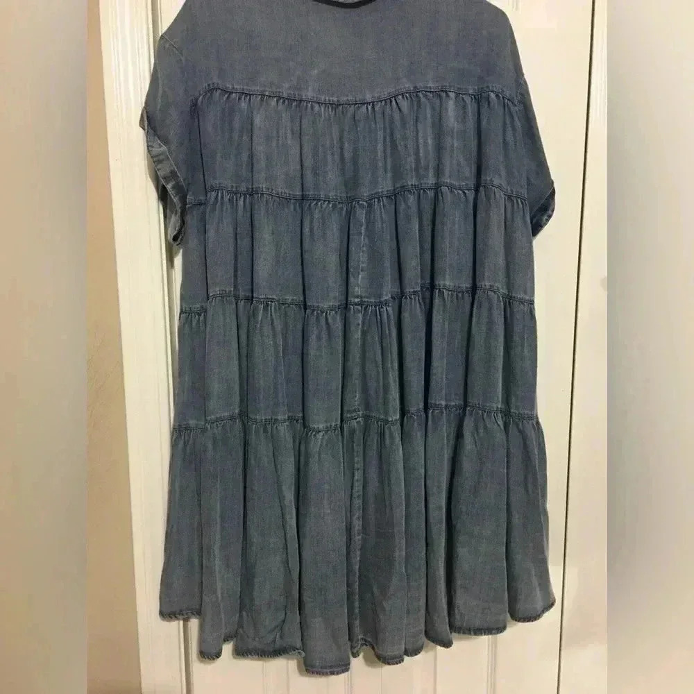 Denim dress tiered b1